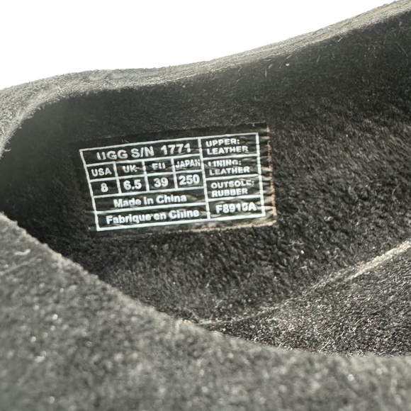 UGG HAZEL BLACK SUEDE & CORK WEDGE HEEL PLATFORM SANDALS - Picture 7 of 16